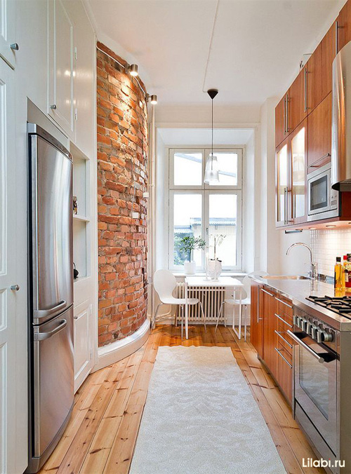 Дизайн узкой кухни: фото интерьера длинной кухни